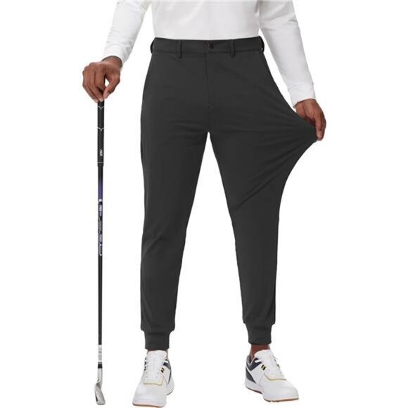 Men's Golf Joggers Pants Belt Loops Slim Fit Stretchy Casual